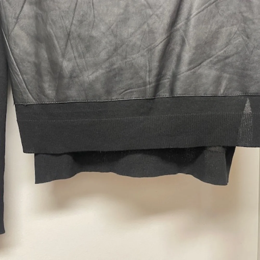 Elizabeth and James Black Lamb Leather Knit Top EUC - Picture 7 of 9